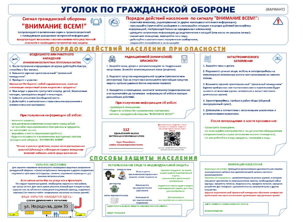 Уголок по гражданской обороне.